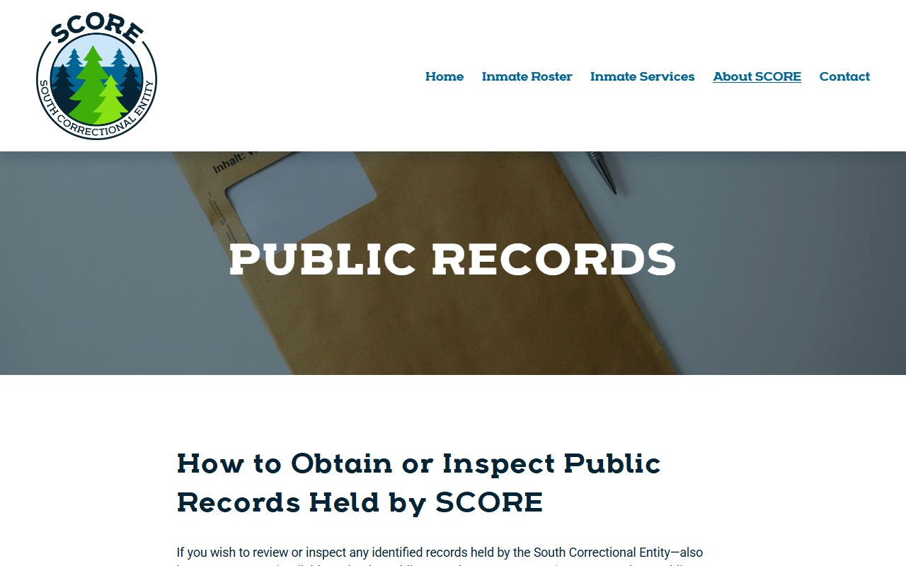 SCORE public records page for San Juan County jail records